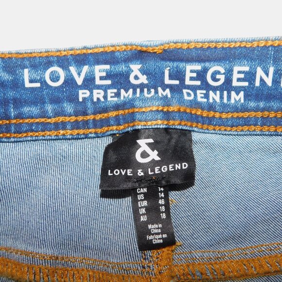 Love & Legend Demin Womens 14 High Waist Crop Raw Hem Dyed Ankle blue Jeans - Picture 3 of 12